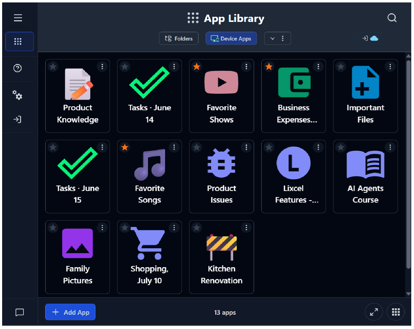 Lixcel app library