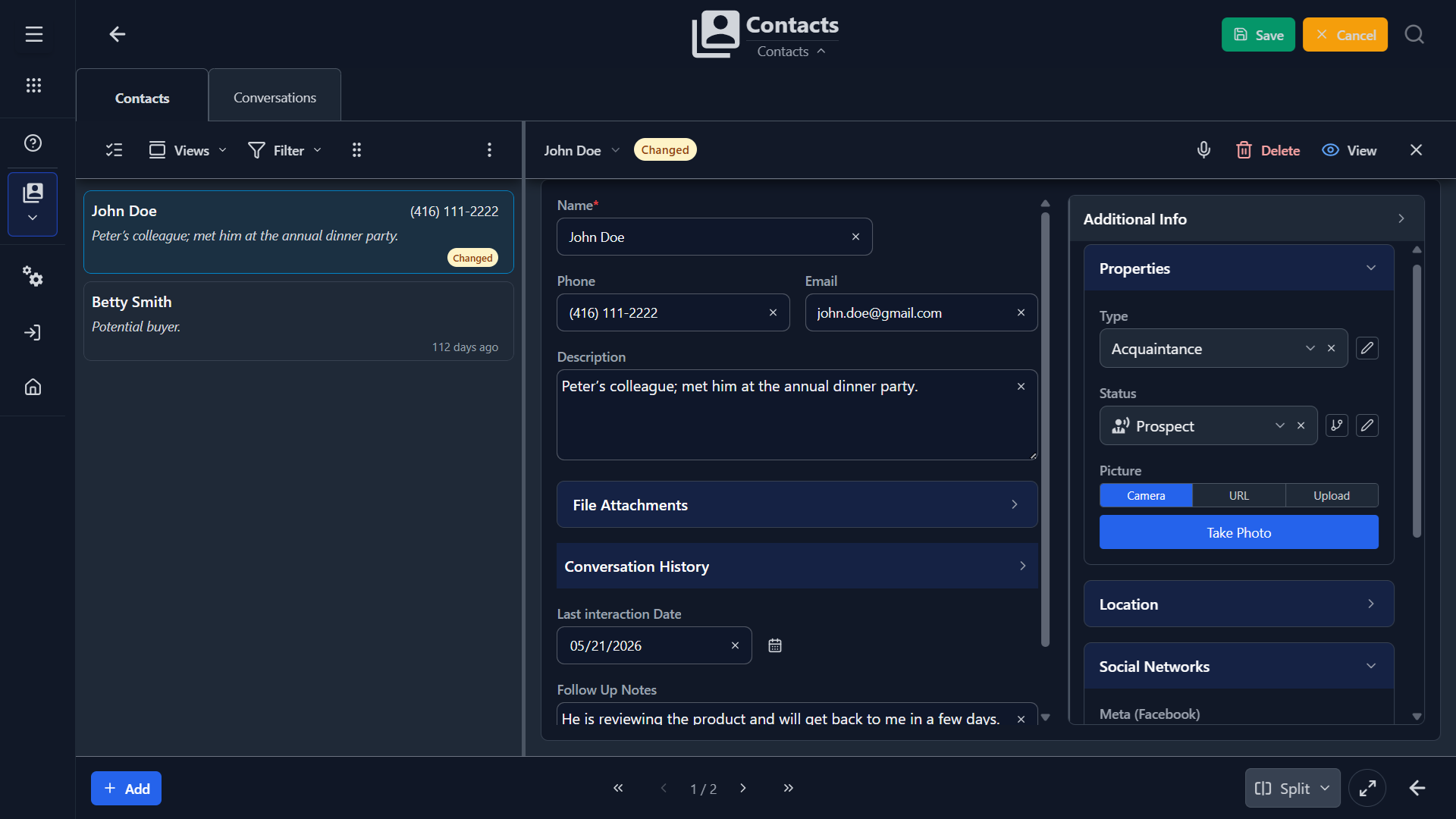 Lixcel contacts app
