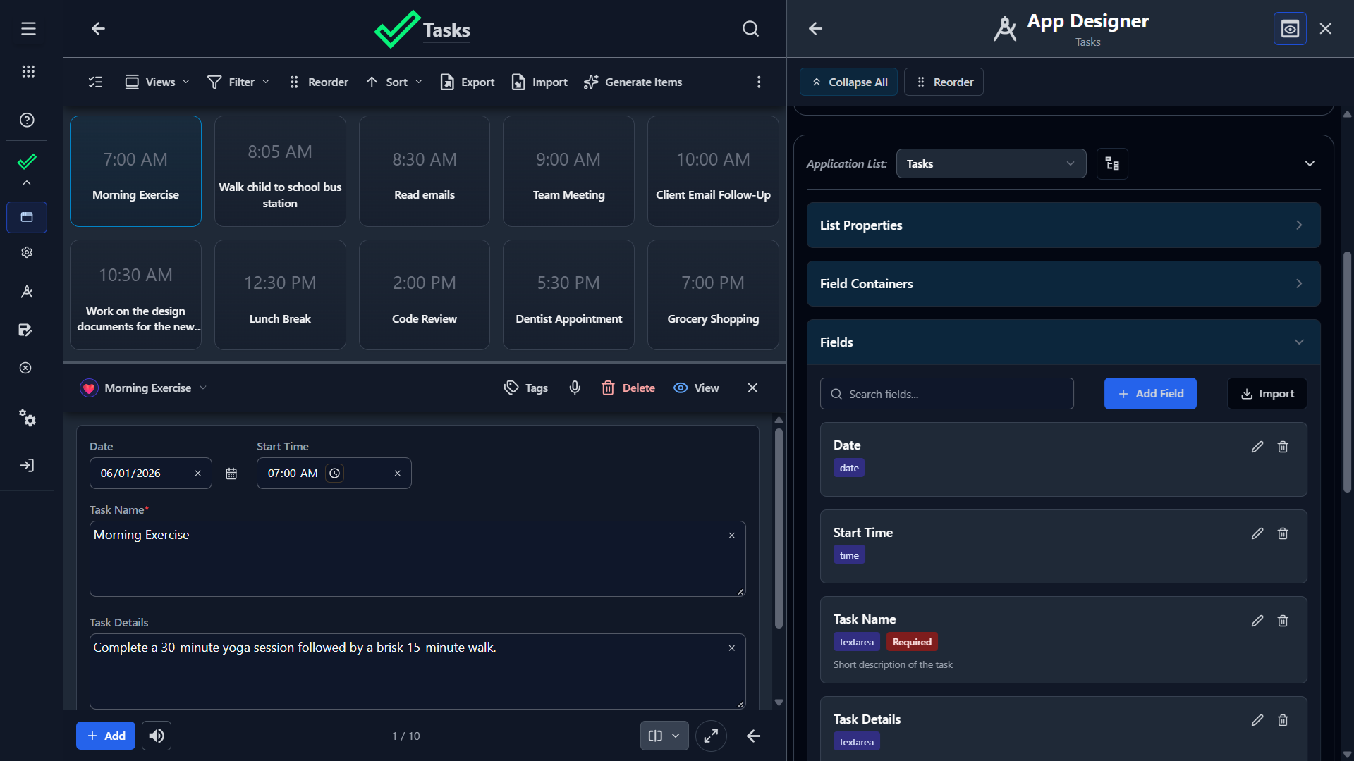 Lixcel app designer fields