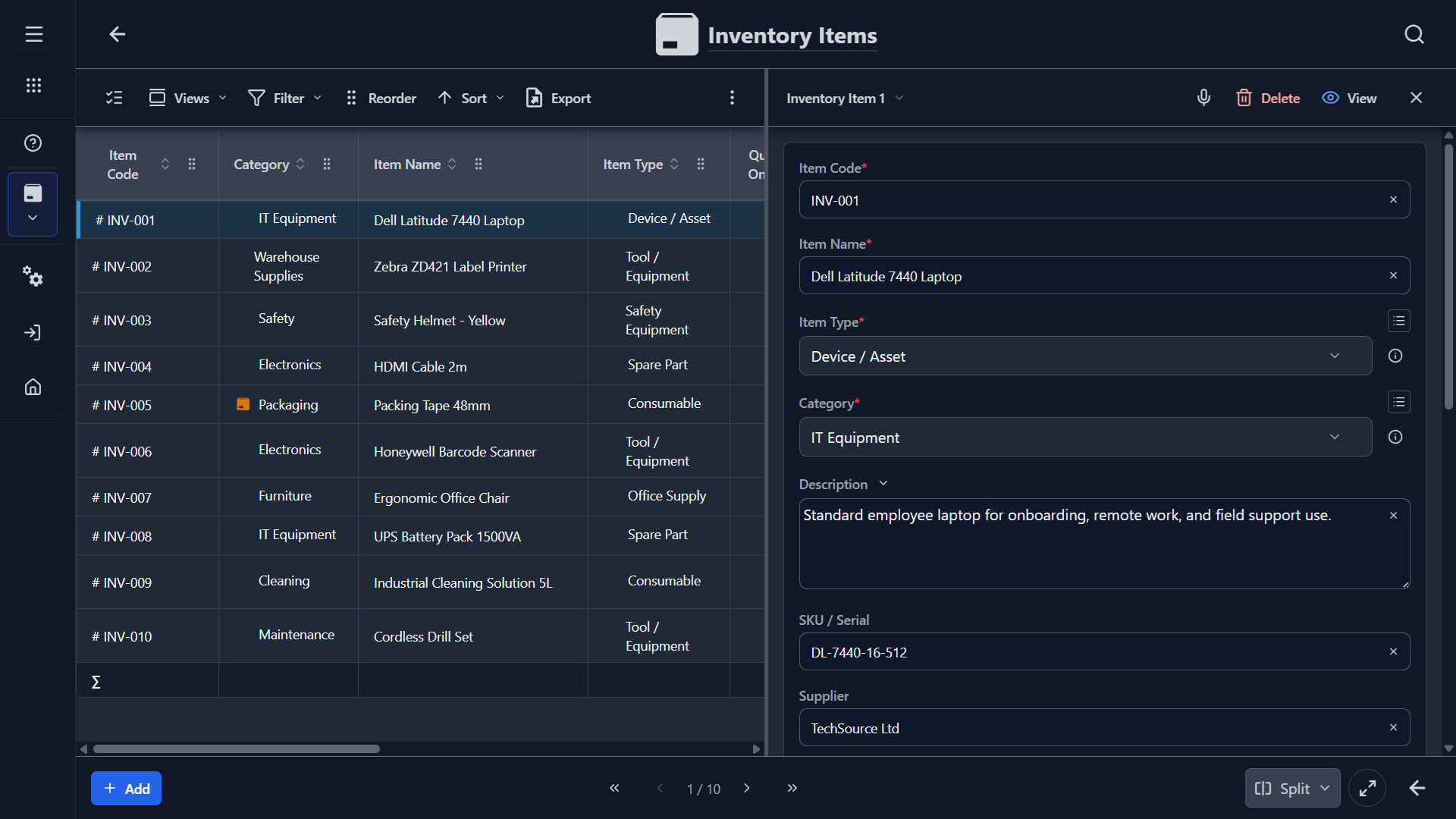 Lixcel inventory app