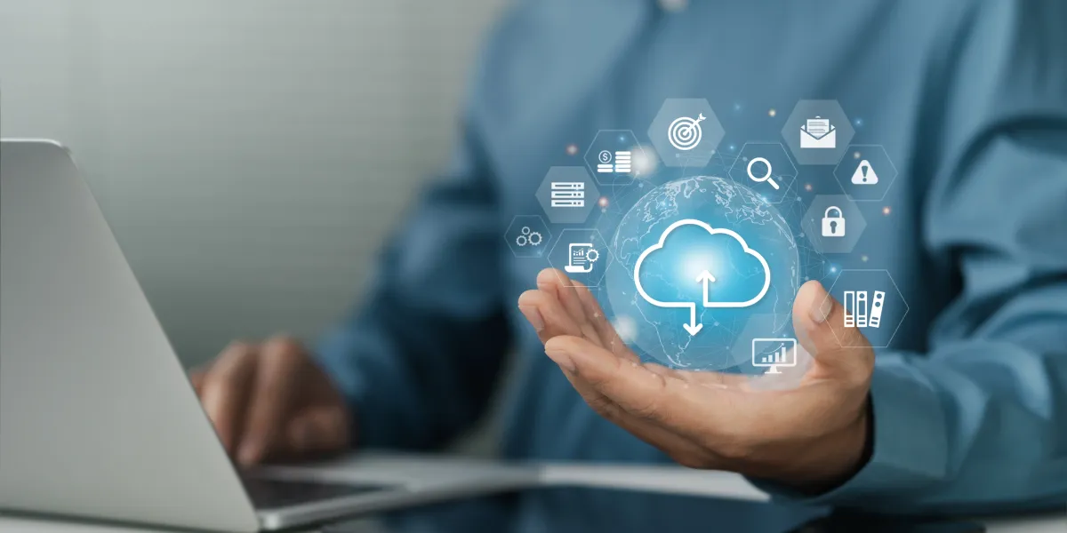 A person working with a digital workspace